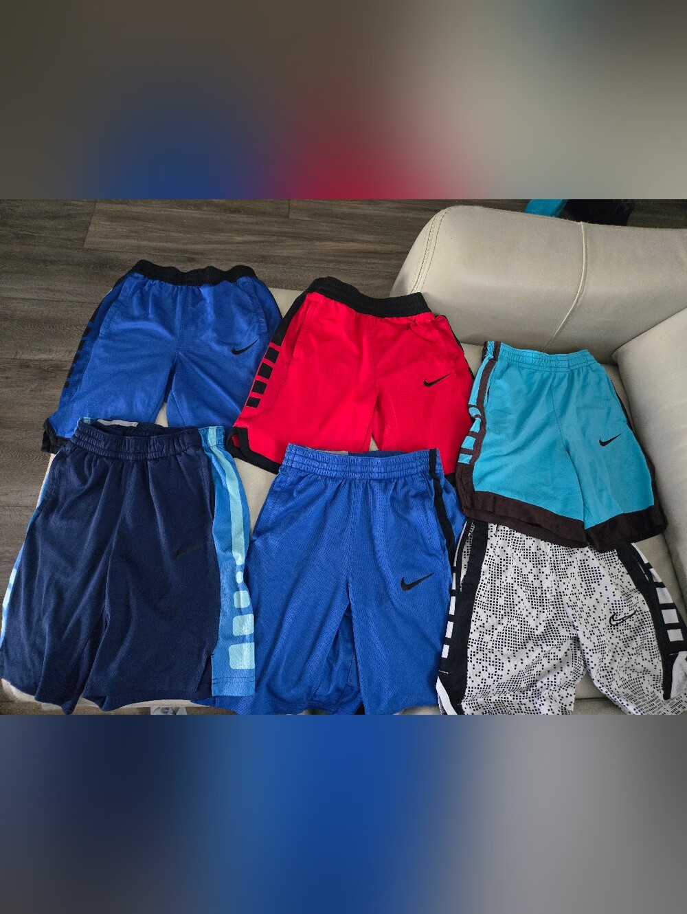 Nike Kids Athletic Shorts Bundle -Royal Blue, Red, Teal, Navy, Black/White Print